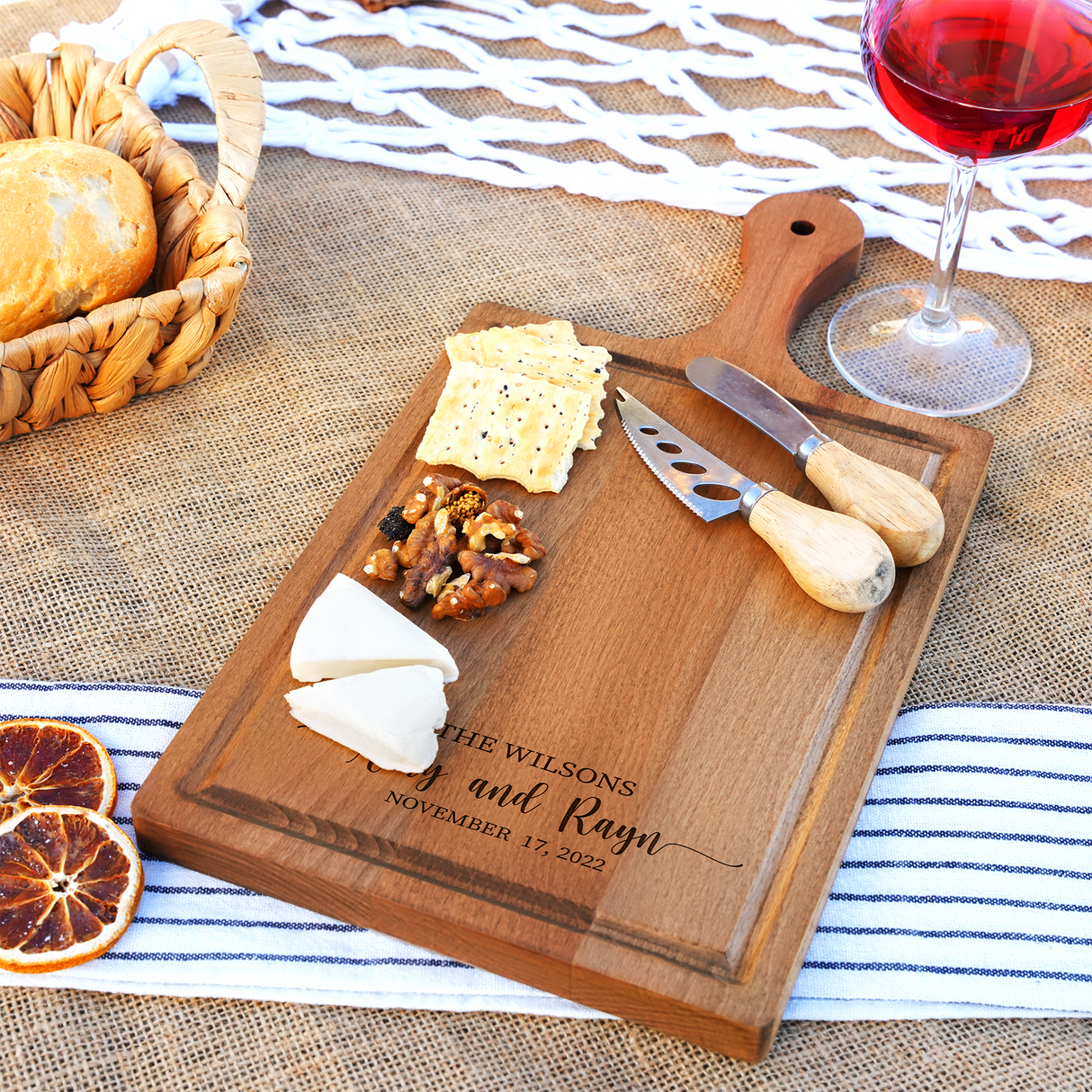 Personalized Engrave Wooden Charcuterie Board, Custom Walnut Cutting Board, Housewarming Gift, New Home Gift, Wedding Gift, Chopping Board