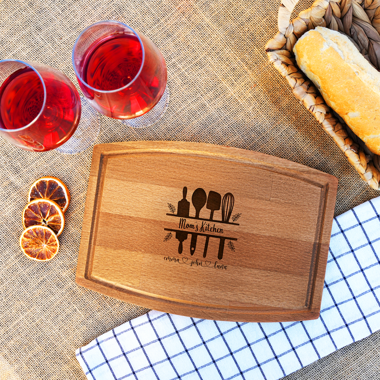 Personalized Cutting Board, Custom Name Cutting Board, Mom Christmas Gift, Kitchen Gift, Serving Board, Mothers Day Gift, Great Grandma Gift