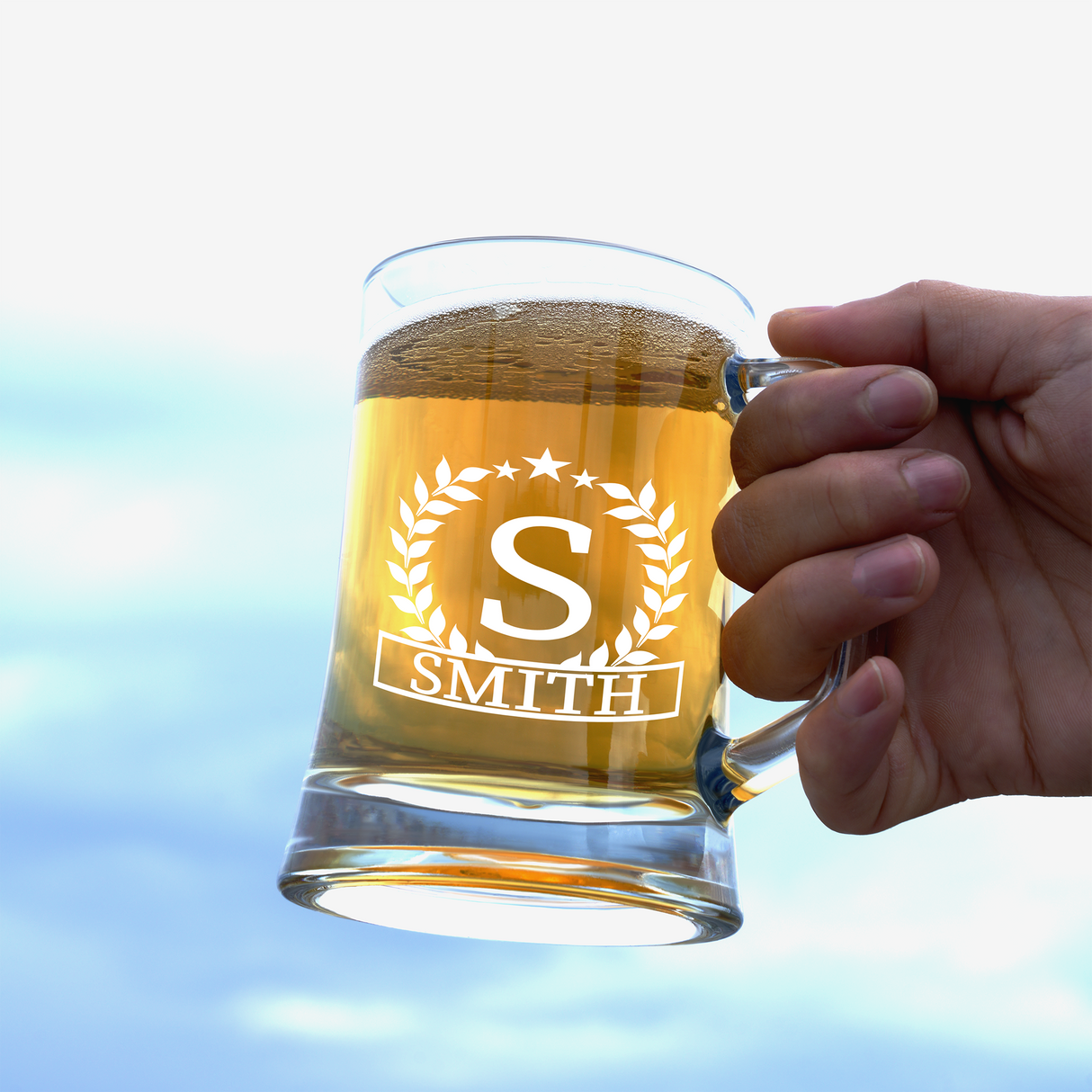 Personalized Anniversary Beer Glass, Custom Gift for Couples, Husband Birthday Gift, Beer Mug with Handle, Beer Gift for Him, Drinking Glass