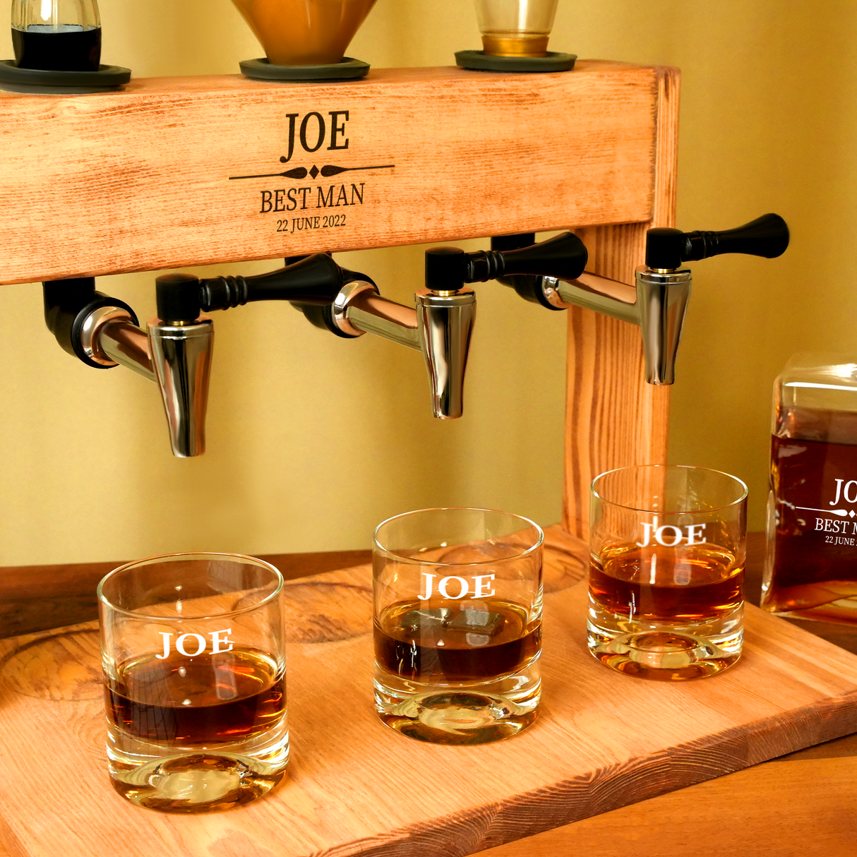 Custom Whiskey Dispenser, Wooden Liquor Dispenser, Birthday Gifts for Him, First Fathers Day, Groomsmen Gift, Custom Dad Whiskey Gift
