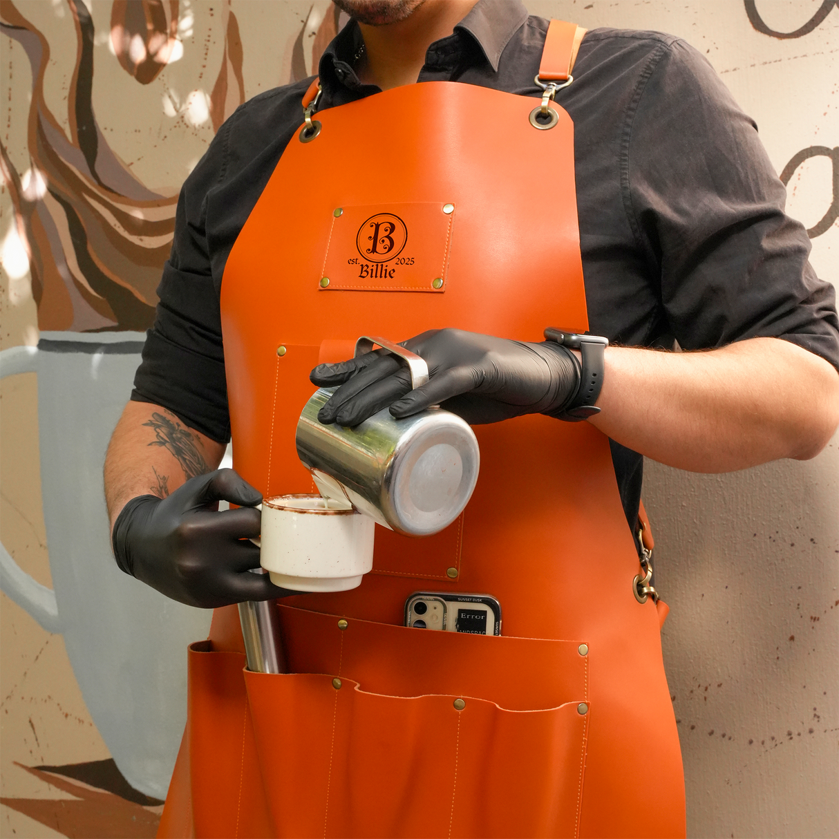 Personalized Leather Bartender Apron with Pockets, Kitchen Apron, Cooking Apron, Custom Chef Engraved Apron, Workshop Apron, Gifts for Him