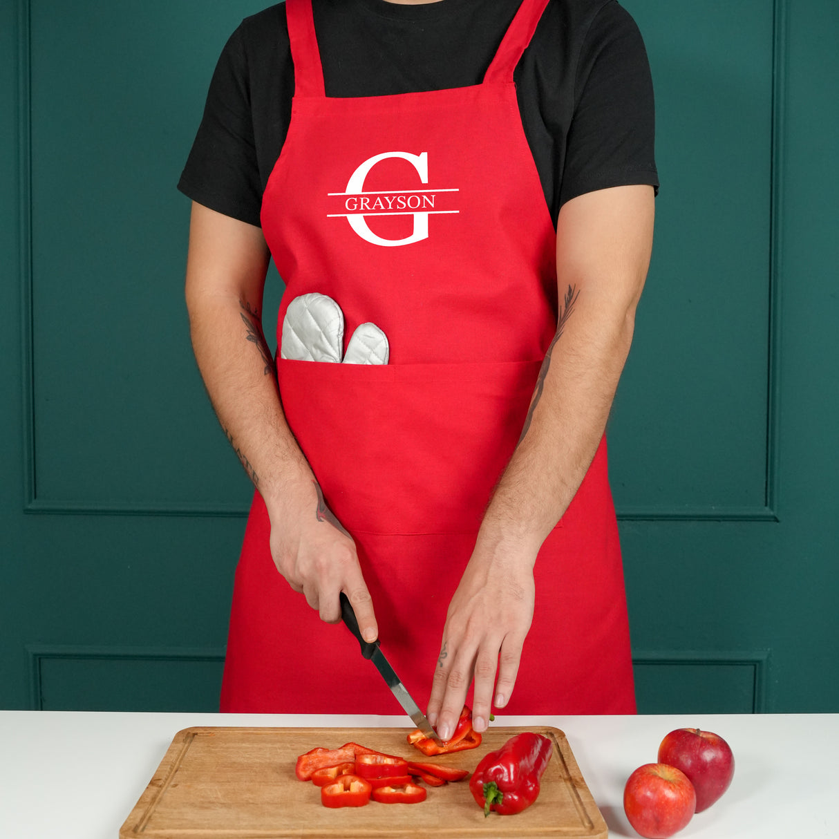 Custom Grill Master Christmas Gift: Personalized Japanese Cotton Apron with Cross Back Design