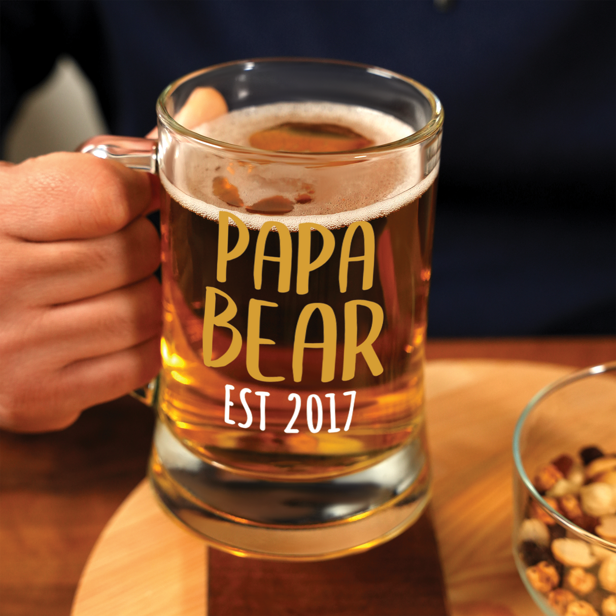 Custom Beer Glass Fathers Day Gift, Personalized Gift for Dad, Beer Mug with Handle, Retirement Gift, Home Bar Gift, Unique Barware for Him