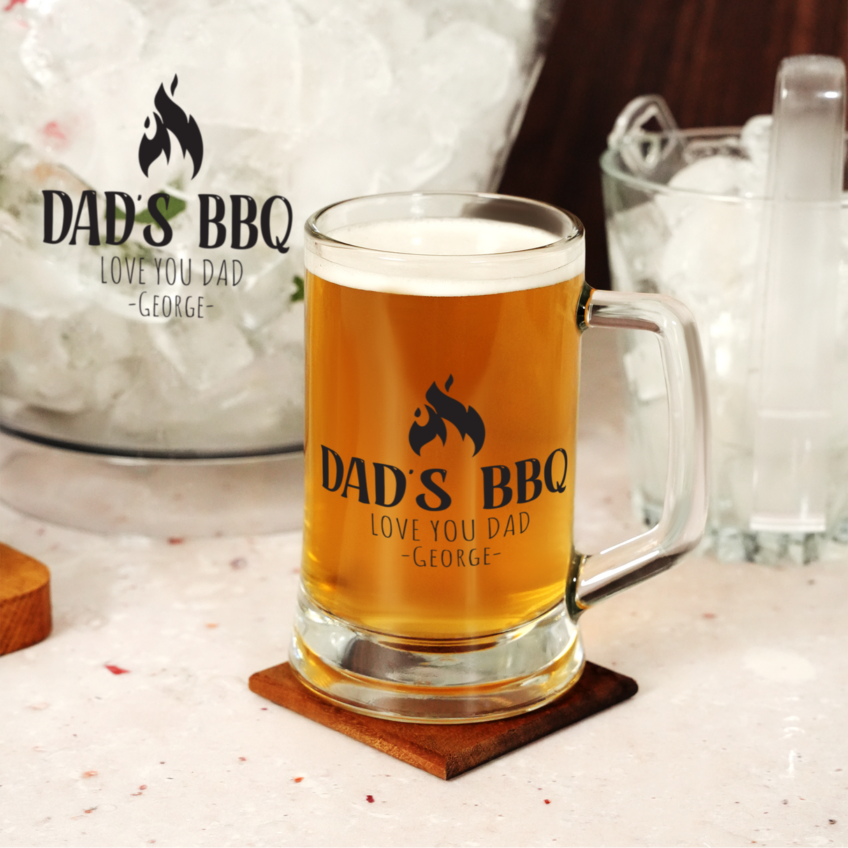 Personalized Beer Glass Gift for Him, Custom Beer Mug with Handle, Groomsmen Gift, Dad Bbq Gift, Anniversary Gift, Bar Drinkware Gifts