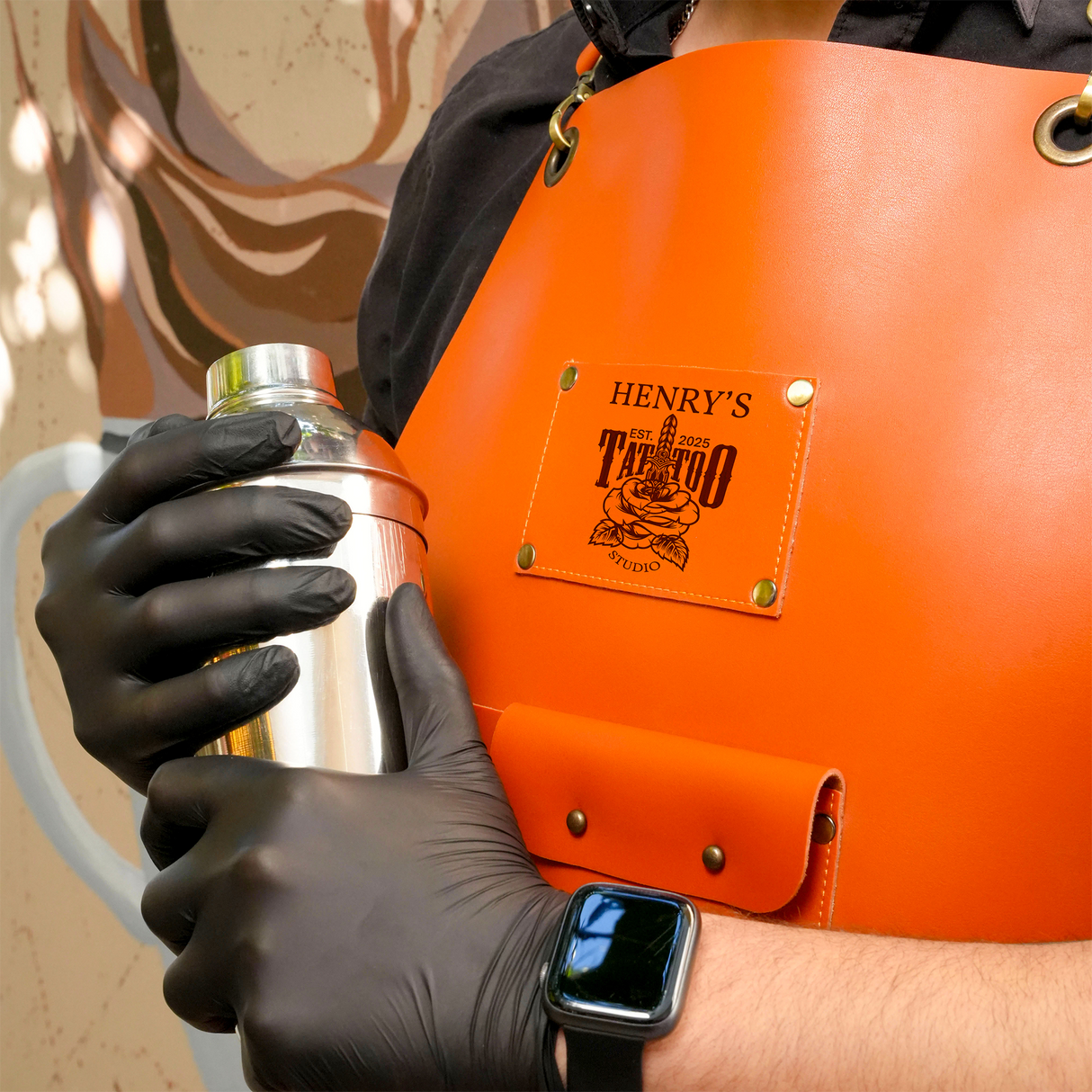 Personalized Custom Logo Leather Apron, Tattoo Artist Business Gift, Apron with Pockets, Personalized Gift, Gift for Her, Customizable Apron