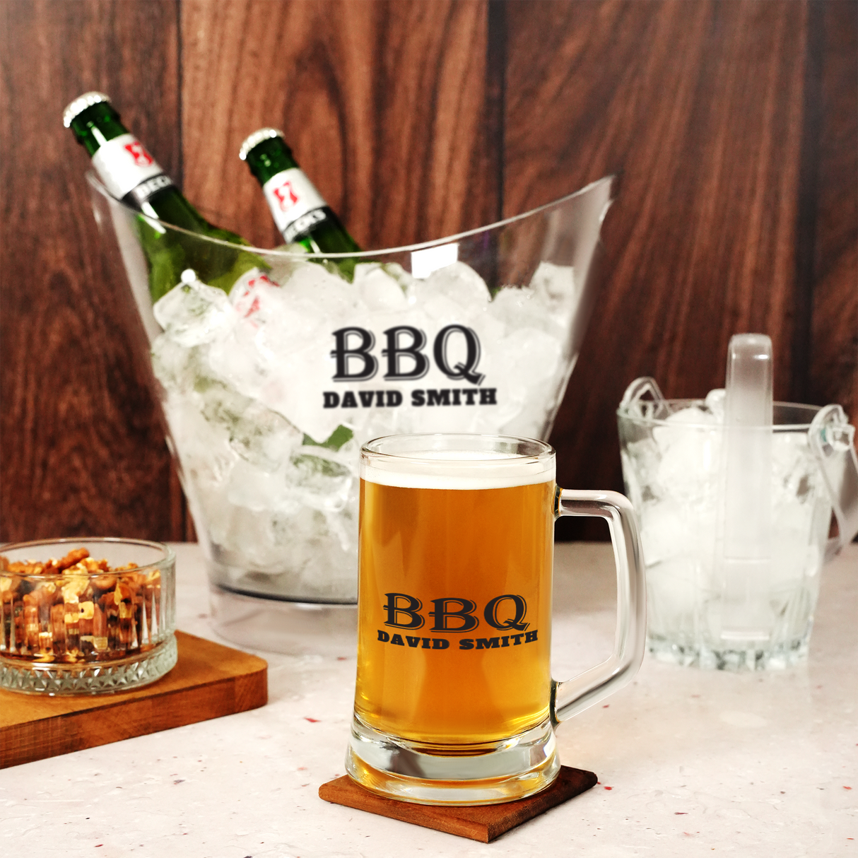 Personalized Beer Glass Gift for Him, Custom Beer Mug with Handle, Groomsmen Gift, Dad Bbq Gift, Anniversary Gift, Bar Drinkware Gifts