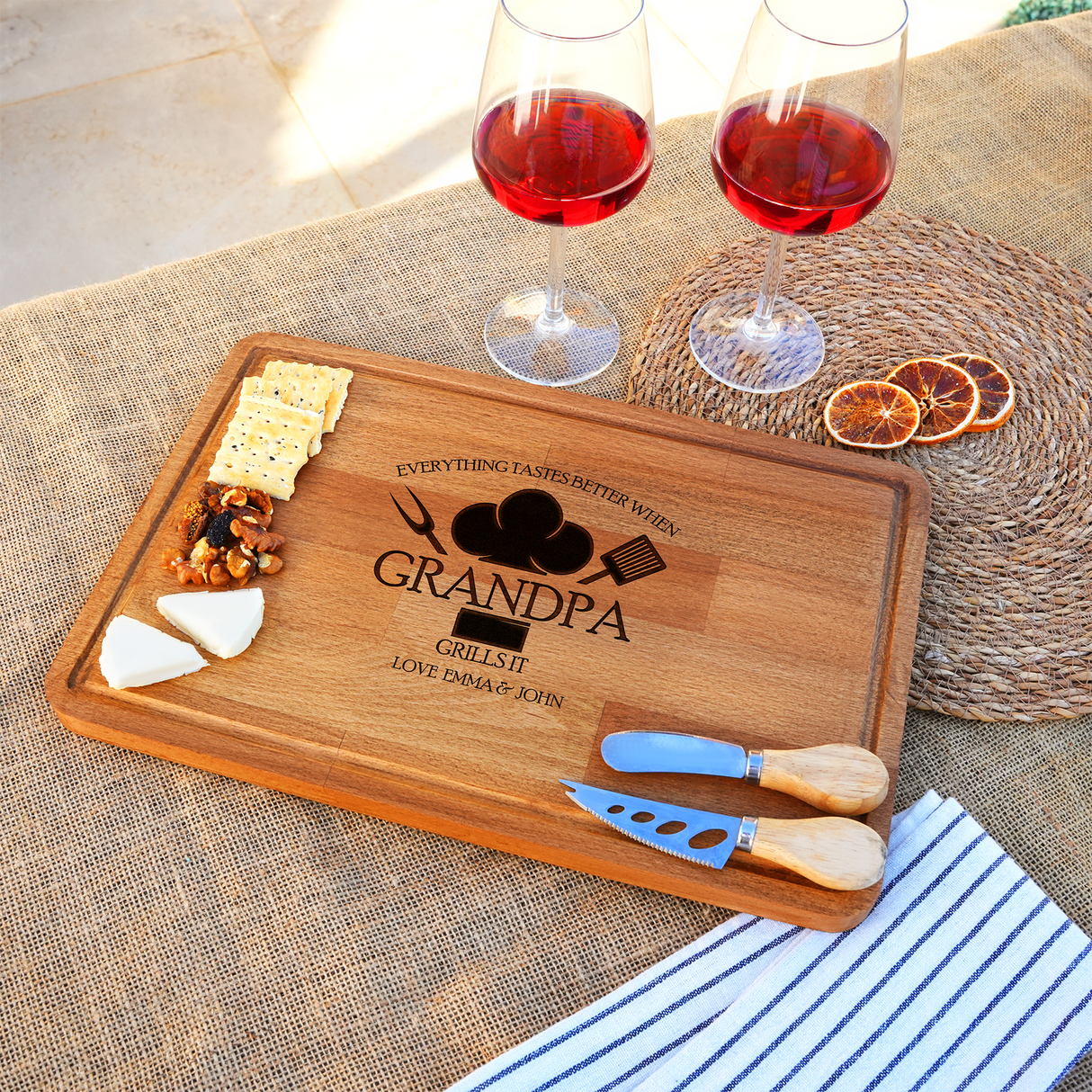 Custom BBQ Cutting Board, Meat Serving Board, Dad Christmas Gift, Grandpa Gift, Personalized Meat Carving Board, Barbecue Gifts for Men
