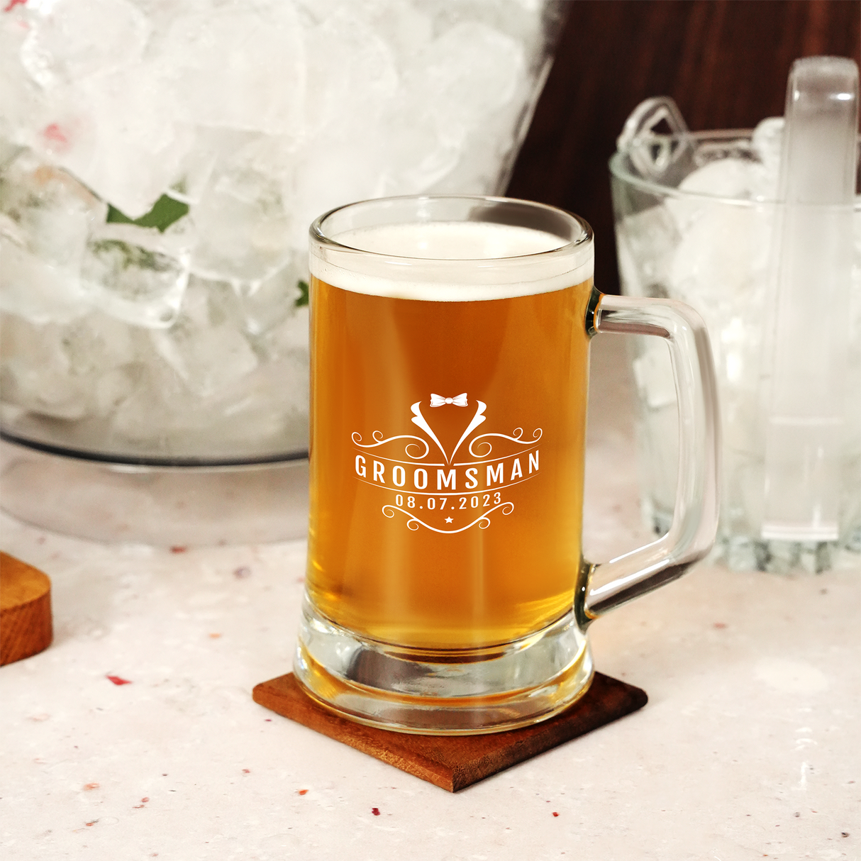 Custom Groomsmen Gift Beer Mug, Personalized Best Man Gift, Bachelor Party Drinking Glass, Father of the Groom, Beer Glasses, Wedding Gifts