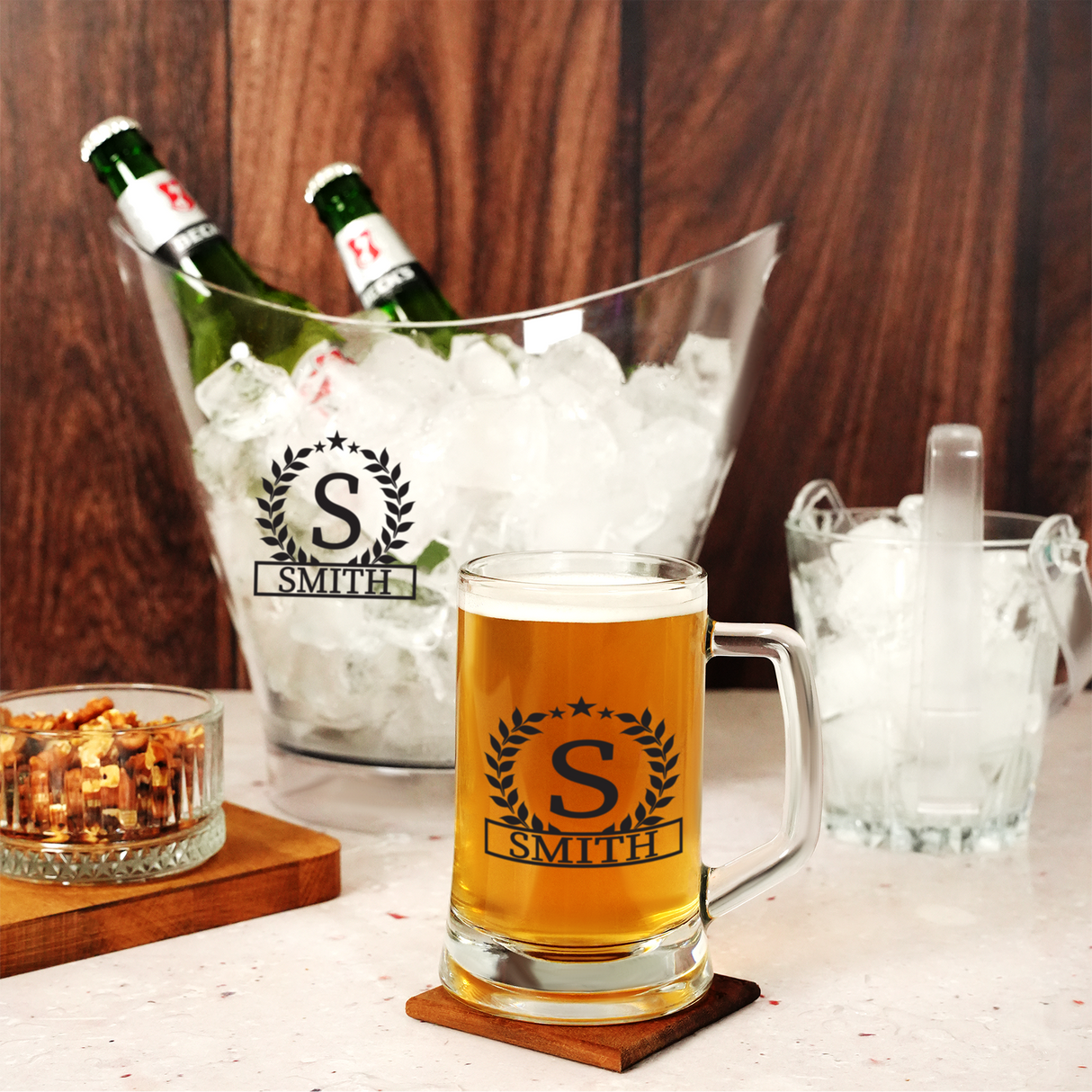 Personalized Beer Mug, Custom Monogram Engraved Glasses, Beer Gifts for Dad, Boyfriend Anniversary Gift, Barware Gift for Men, Beer Glass