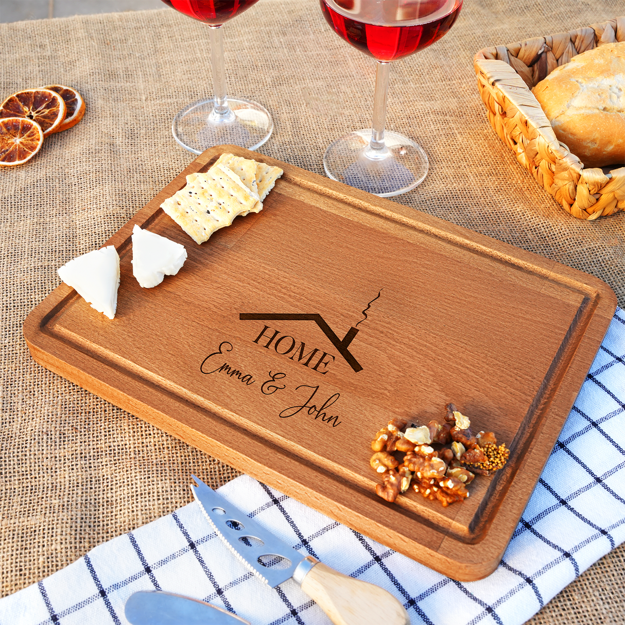 Custom Kitchen Gifts Wooden Charcuterie Board, Bread Cutting Board, Decorative Board, Personalized House Warming Gift, Laser Engraved Gift