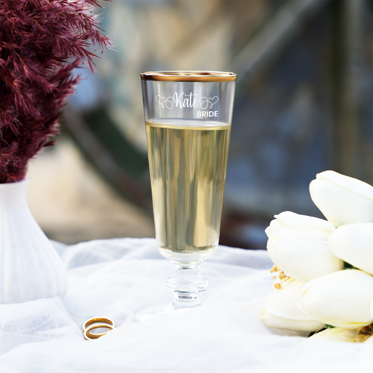 Personalized Bridesmaid Champagne Glasses, Champagne Flutes with Custom Name, Bridesmaid Proposal, Maid of Honor Gift, Wedding Party Favors