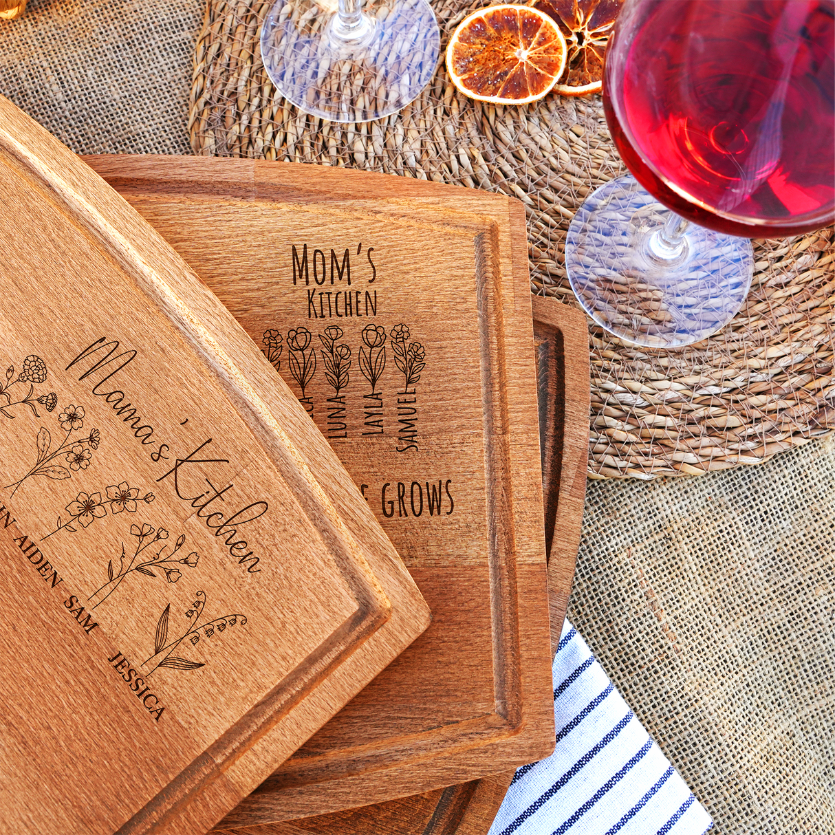 Custom Kids Name Personalized Cutting Board, Wood Engrave Board, Mother's Day Gift, Anniversary Gifts, Kitchen Decor, Kitchen Gifts for Her