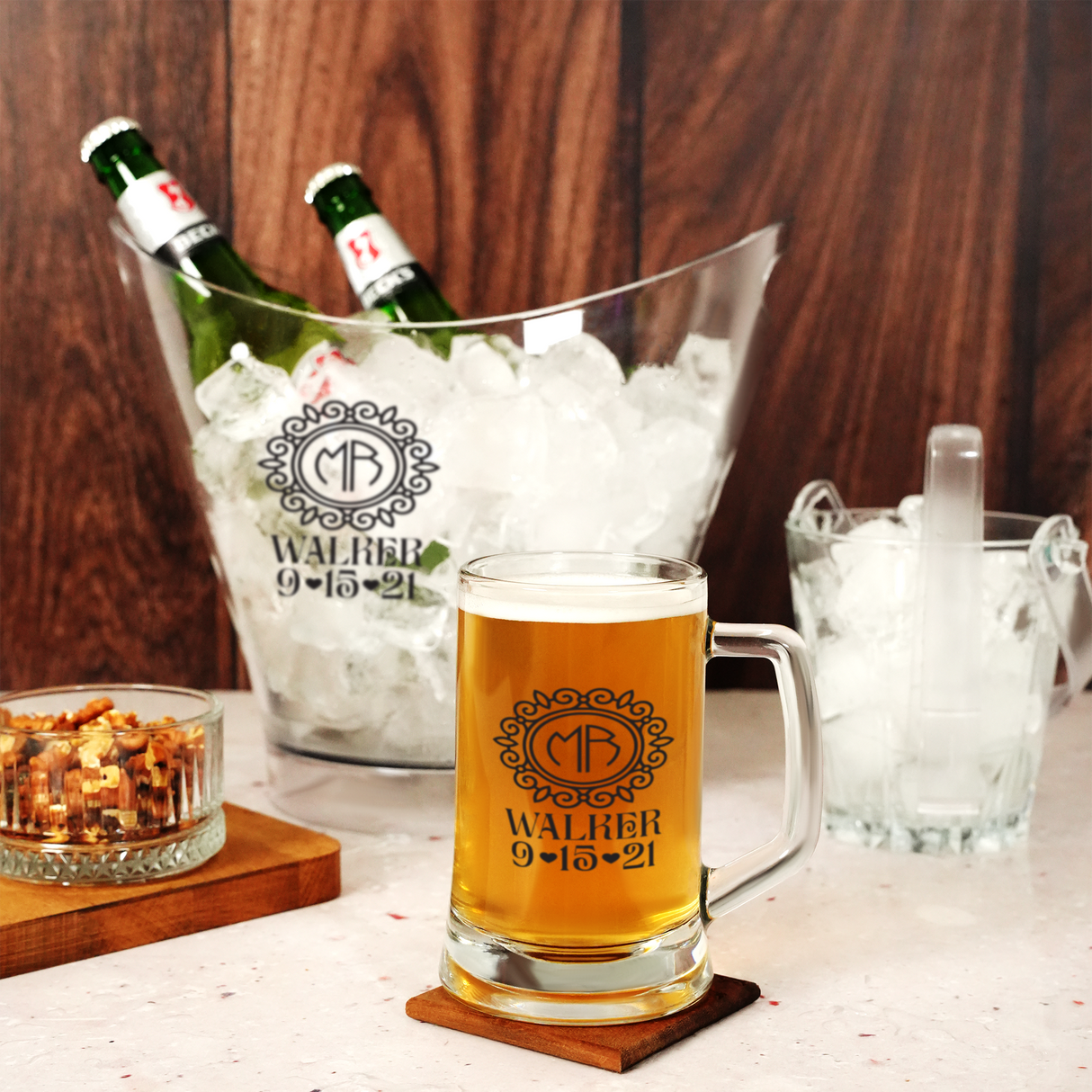 Personalized Beer Glass, Beer Mug with Handle, Anniversary Gift for Husband, Boyfriend Gift,Custom Couple Beer Glasses, Barware Gift for Him