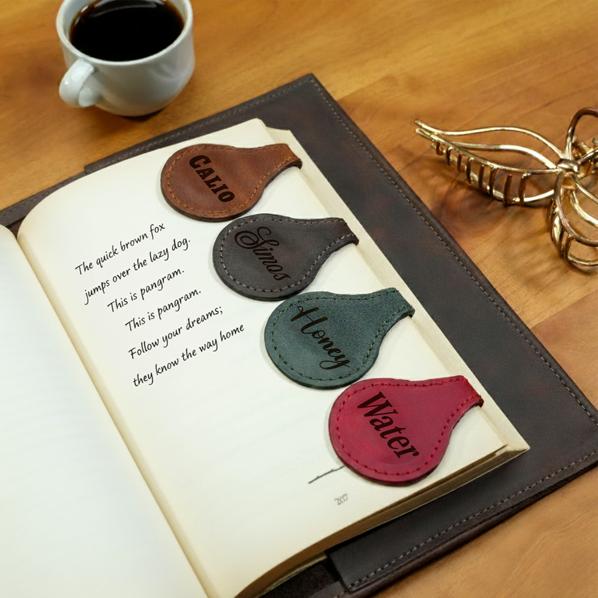 Engraved Leather Magnetic Bookmark: Custom Teachers Gift Book Accessories