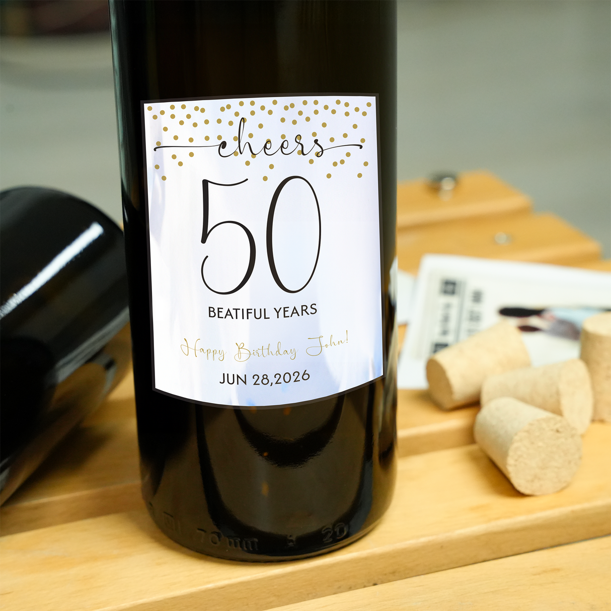 Personalized Birthday Wine Label: Custom Milestone Bottle Sticker Gift for Mom