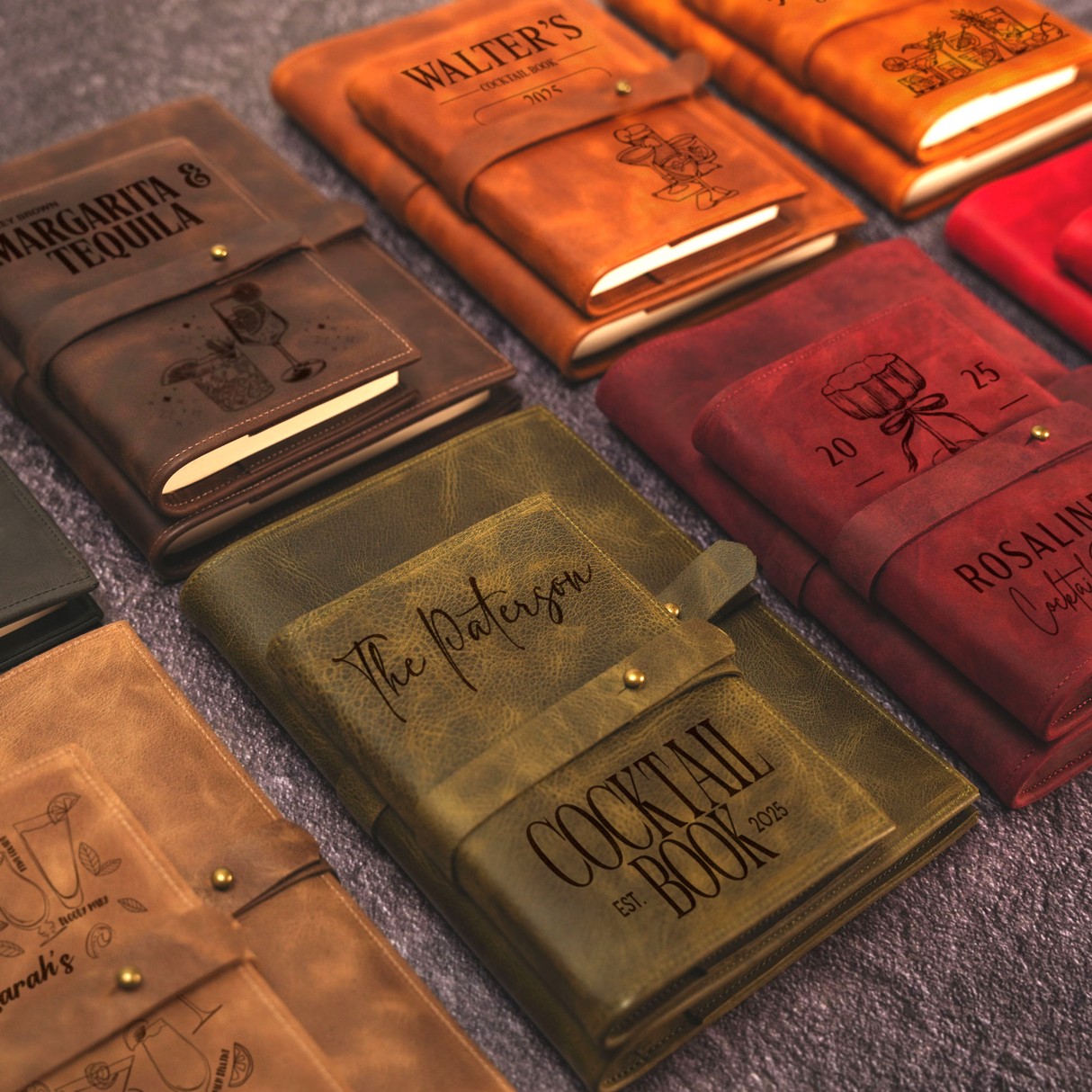 Custom Leather Cocktail Journal: Drink Recipe Book for Bartenders & Cocktail Lovers