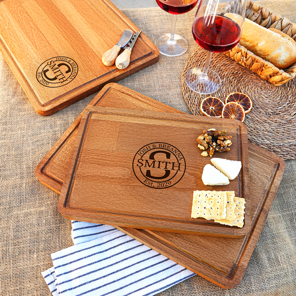 Personalized Cutting Board Anniversary Gift for Couple, Laser Engraved Custom Board, Chopping Board, Christmas Gifts Idea, Rustic Home Decor