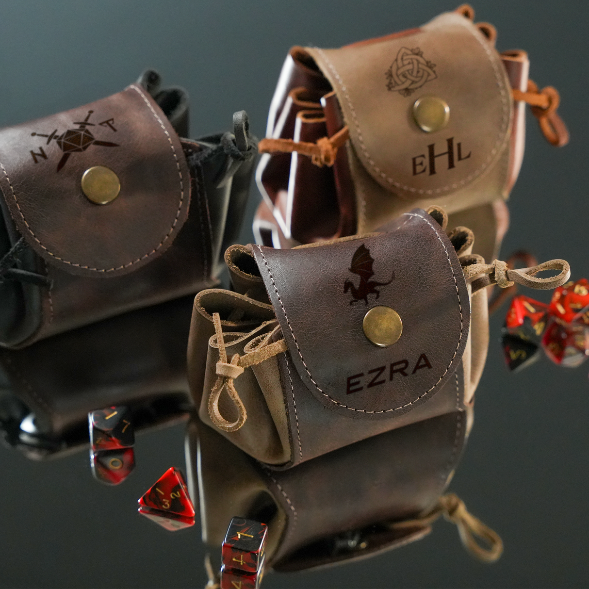 Custom DnD Dice Bag: Personalized Leather Gift for Dungeon Master or Gamer