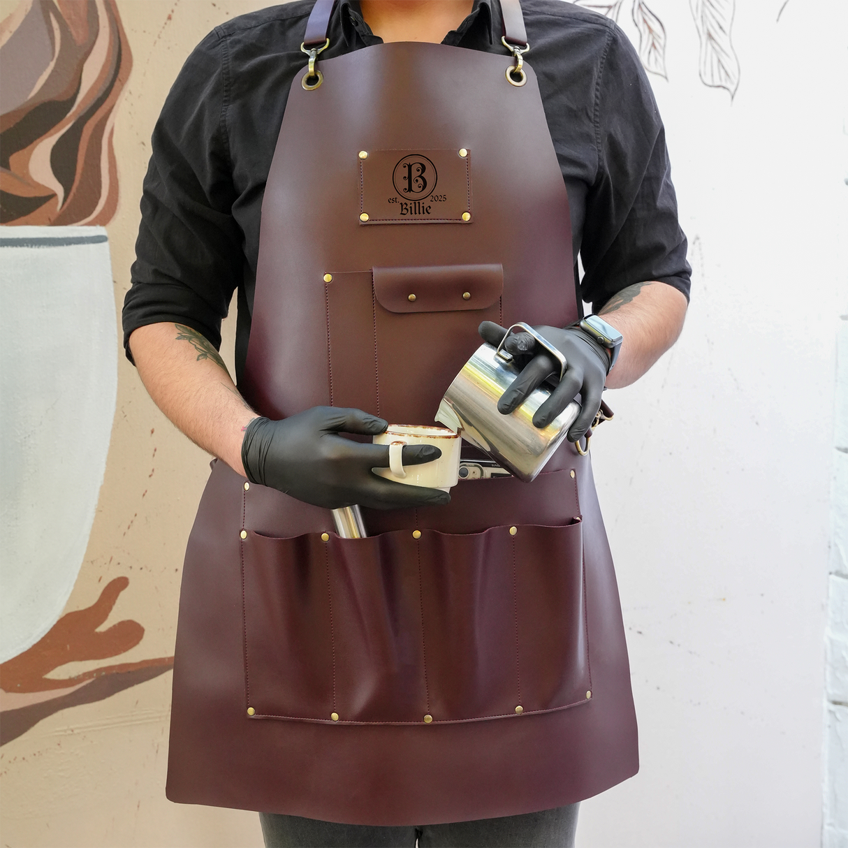 Customizable Leather Chef Apron, Personalized Cooking Apron, Custom Apron with Pocket, Baking Apron, Barbeque Apron, Bar Apron, Gift for Her
