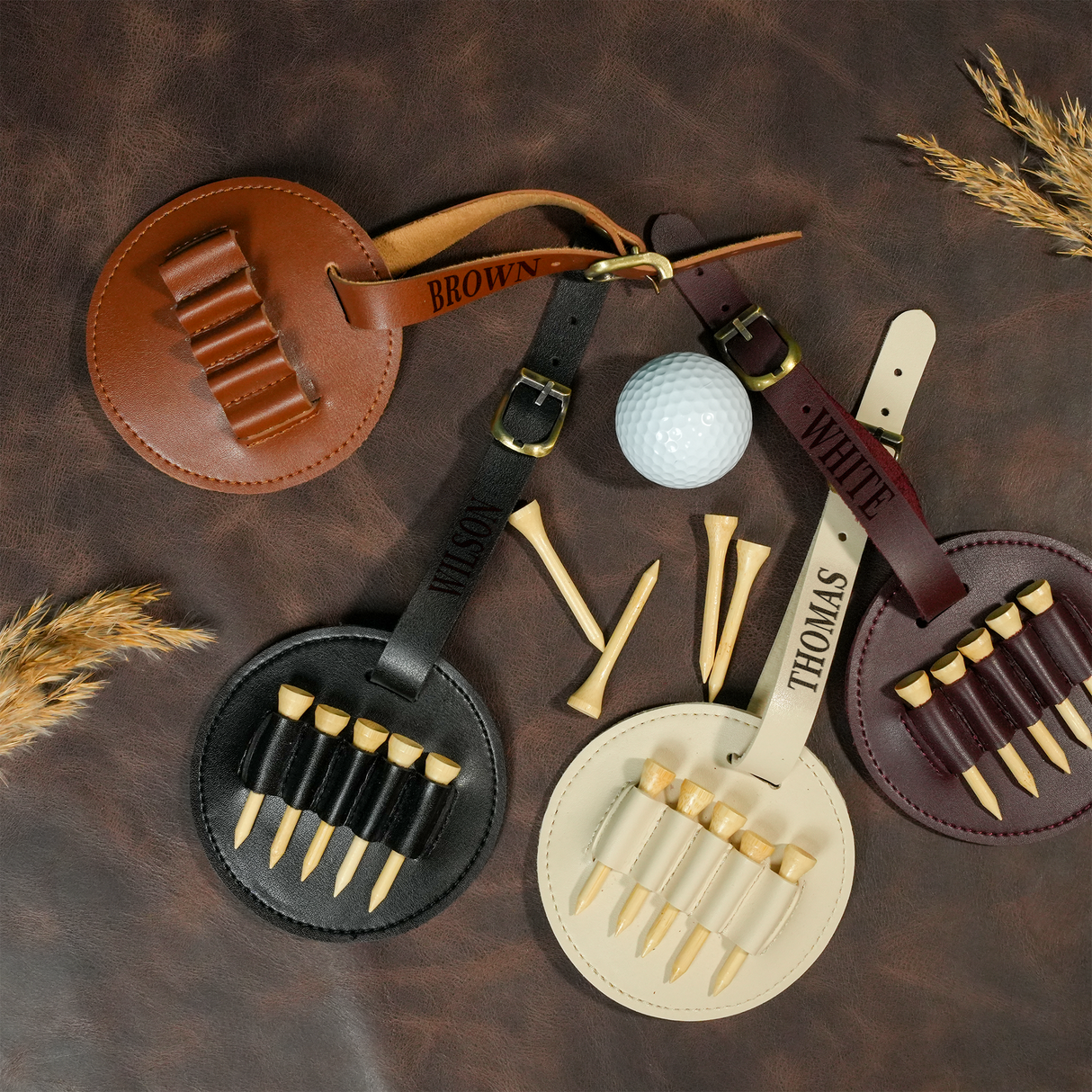 Persoanlized Golf Bag Name Tag with Tee Holder: Engraved Groomsmen Gift for Golf Lover