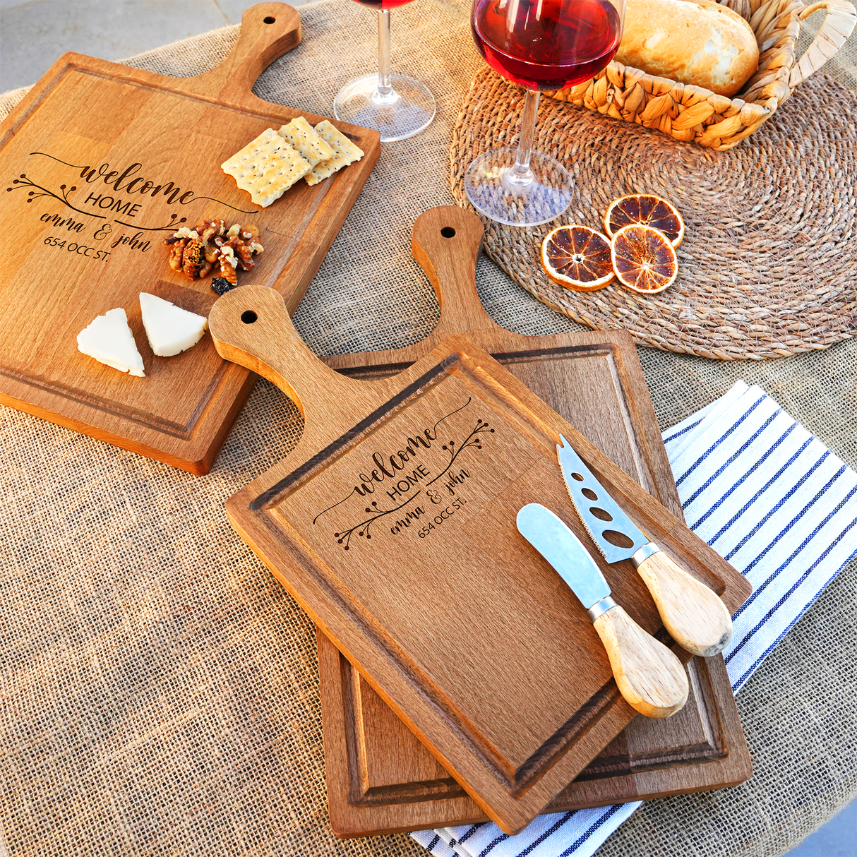 Personalized Engrave Wooden Charcuterie Board, Custom Walnut Cutting Board, Housewarming Gift, New Home Gift, Wedding Gift, Chopping Board