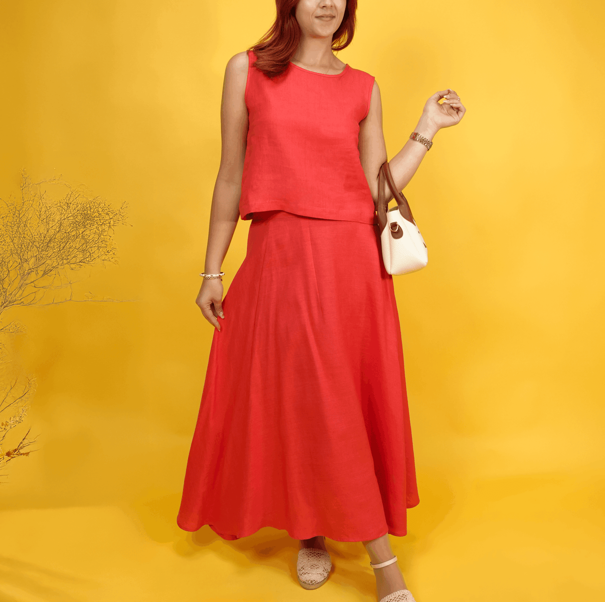 Linen A-Line Maxi Skirt: Minimalist Handmade Long Flowy Skirt