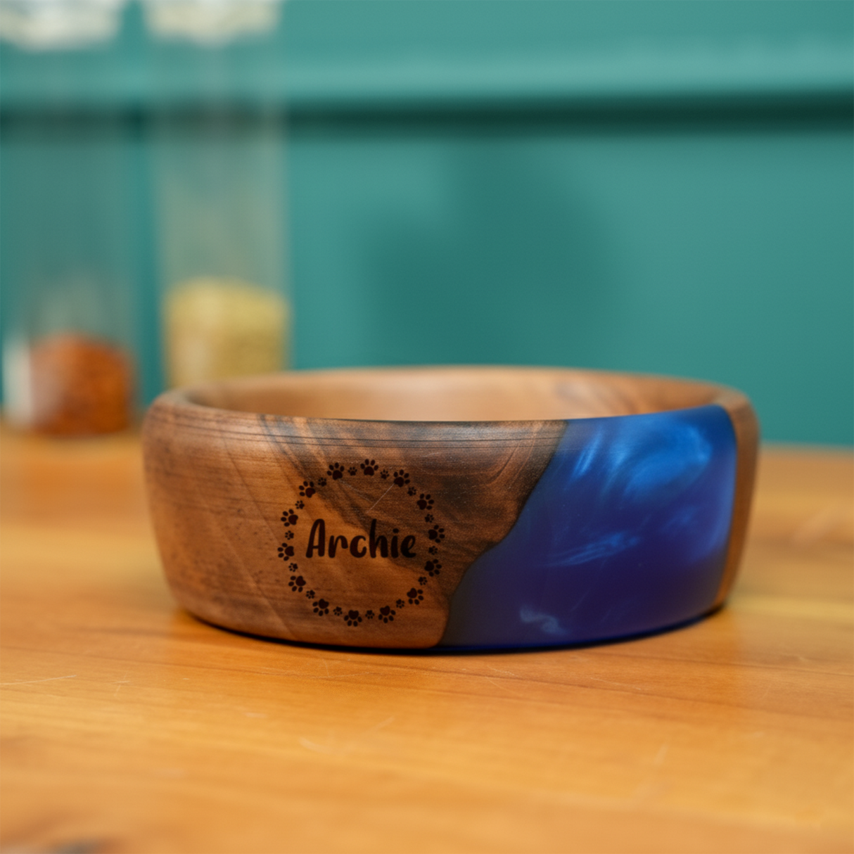 Handmade Resin Wooden Dog or Cat Food Dishes: Personalized Small Pet Feeder