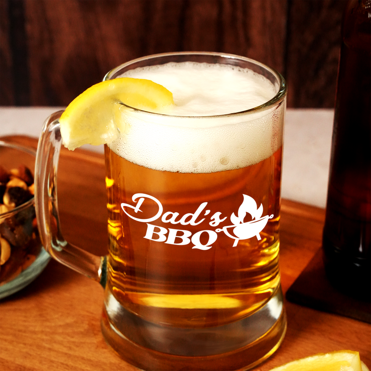 Personalized Beer Glass Gift for Him, Custom Beer Mug with Handle, Groomsmen Gift, Dad Bbq Gift, Anniversary Gift, Bar Drinkware Gifts