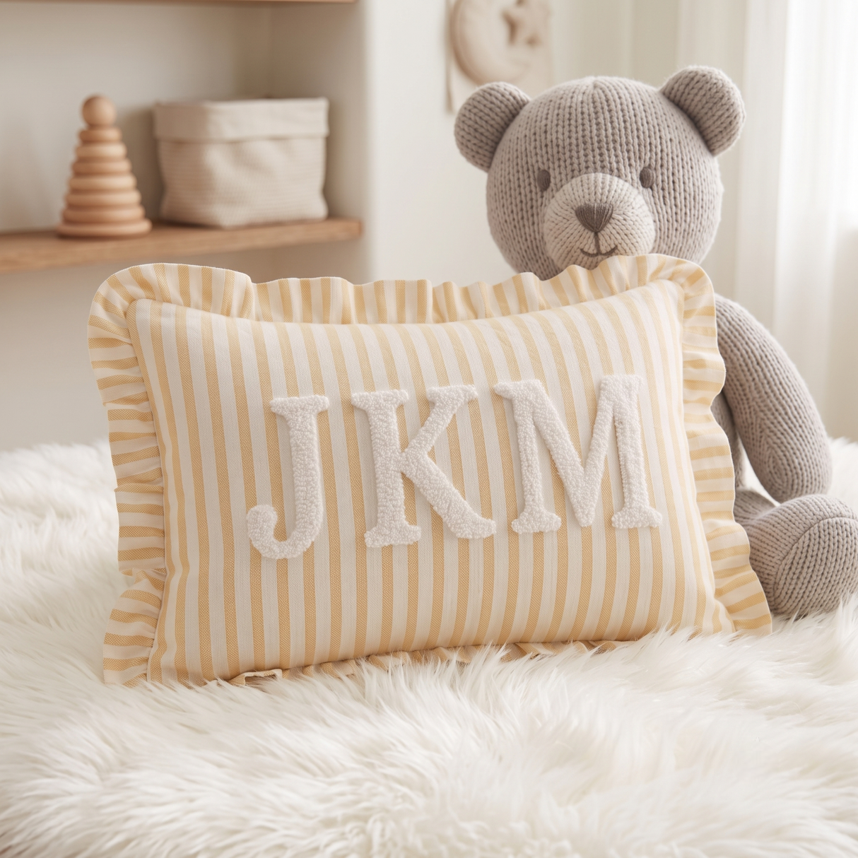 Custom Monogram Pillow: Personalized Initial Teen College Dorm Room Decor