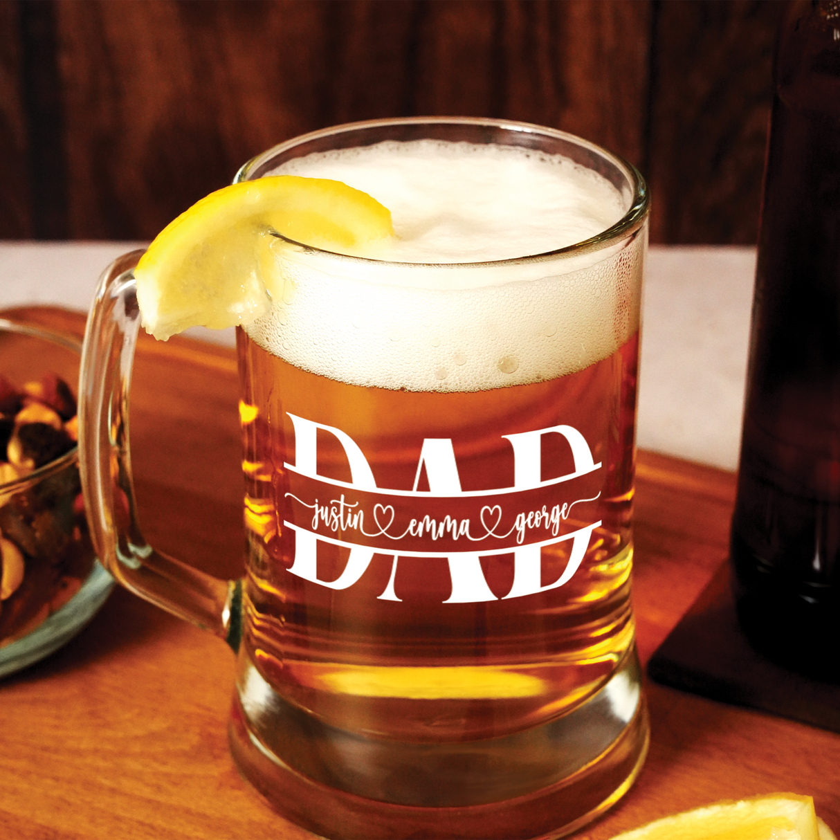 Custom Beer Mug for Dad, Personalized Beer Glass, Fathers Day Gift, Anniversary Gift, Engraved Beer Glass, Home Bar Gift Idea, Beer Stein