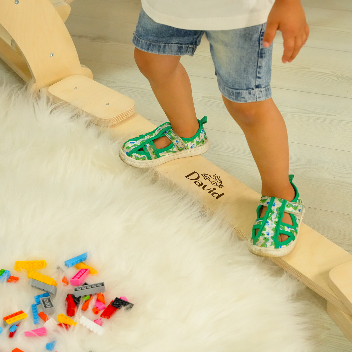 Montessori Climbing Pikler Triangle Set: Personalized Wooden Arch and Ramp, Indoor Playground