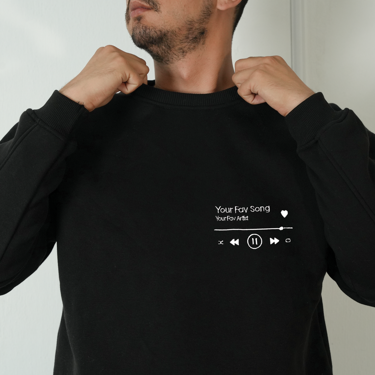 Custom Song Name Music Lover Sweatshirt: Embroidered Zip Up Jacket with Initials, Couple Christmas Outfit