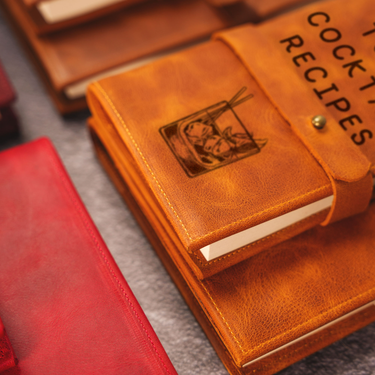 Personalized Leather Cocktail Recipe Book: Refillable Bar Notebook with Mixology Design