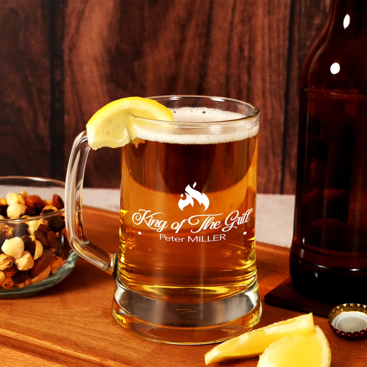 Personalized Beer Glass Gift for Him, Custom Beer Mug with Handle, Groomsmen Gift, Dad Bbq Gift, Anniversary Gift, Bar Drinkware Gifts