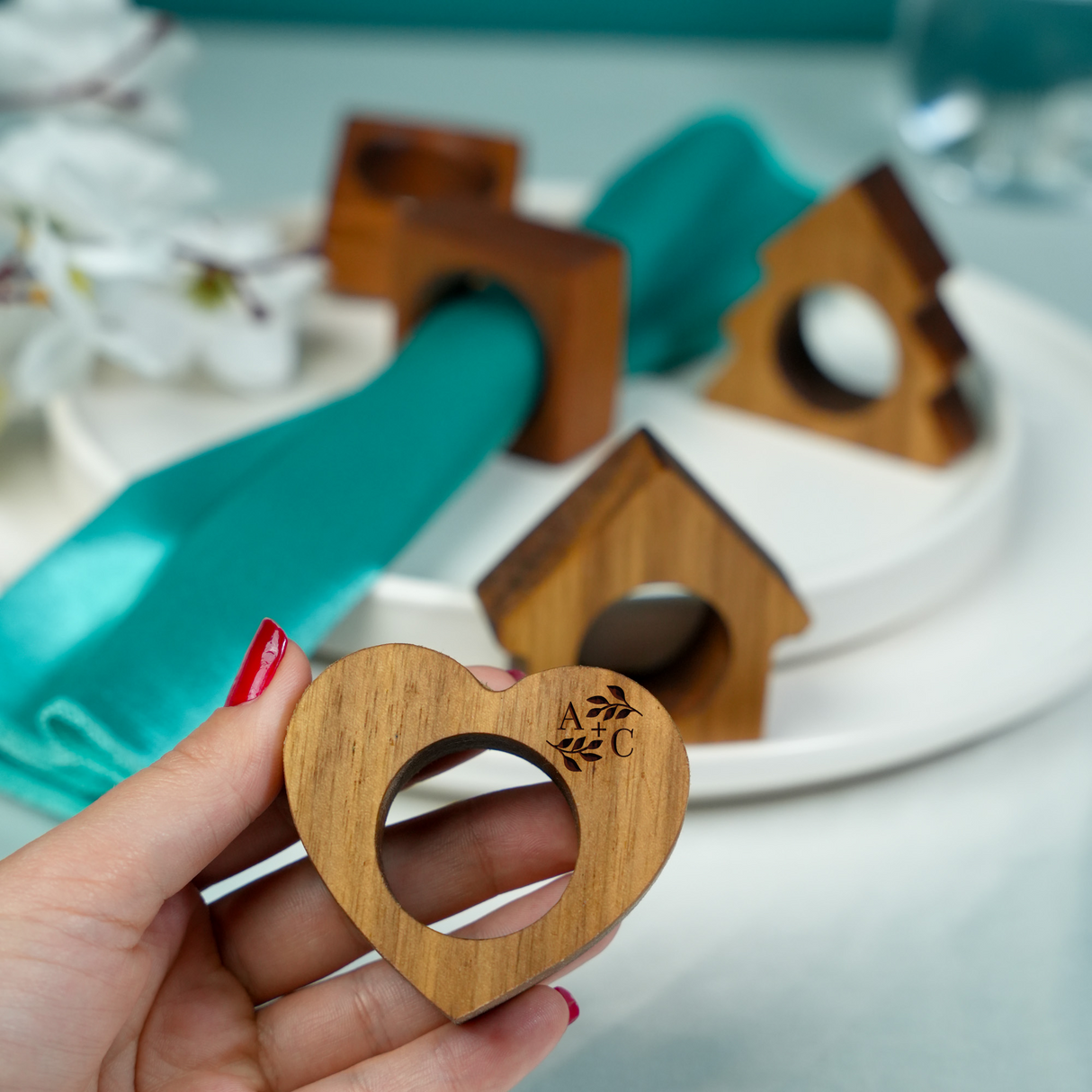 Christmas Tree Napkin Rings: Custom Engraved Holiday Table Decor for Christmas Dinner