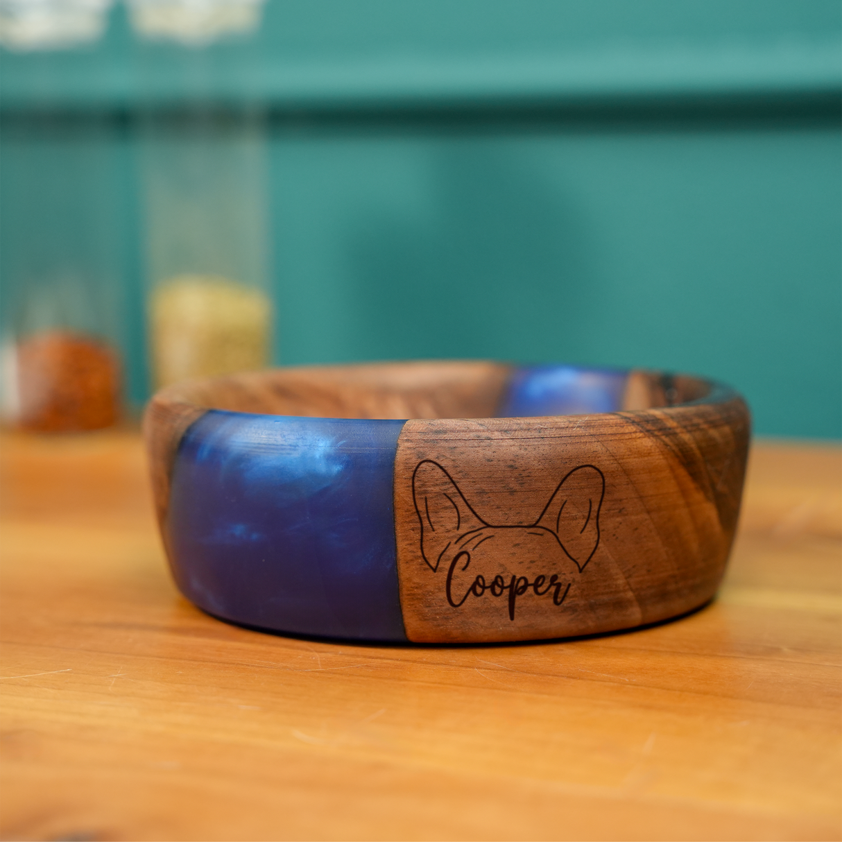 Handmade Resin Wooden Dog or Cat Food Dishes: Personalized Small Pet Feeder