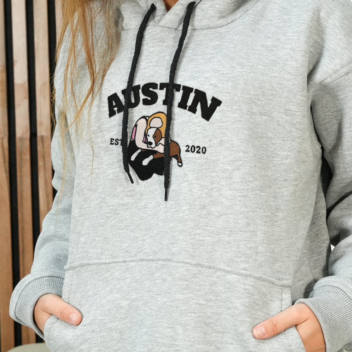 Custom Ebroidered Pet Portrait from Photo Sweatshirt: Dog/Cat Photo Crewneck, New Dog Owner Gift