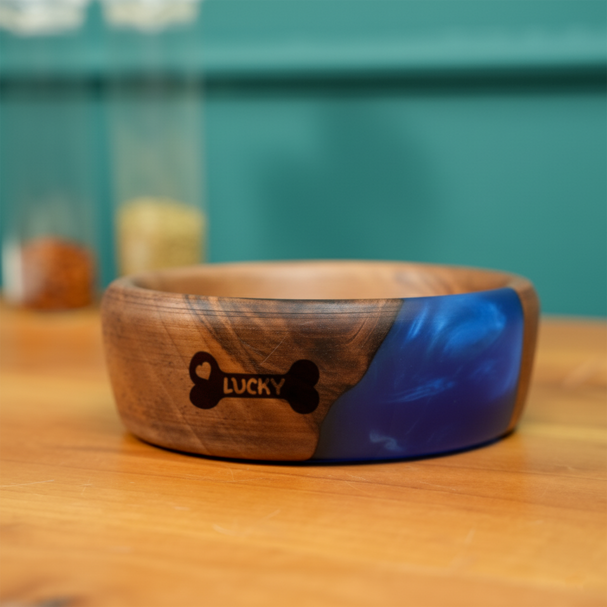 Handmade Resin Wooden Dog or Cat Food Dishes: Personalized Small Pet Feeder