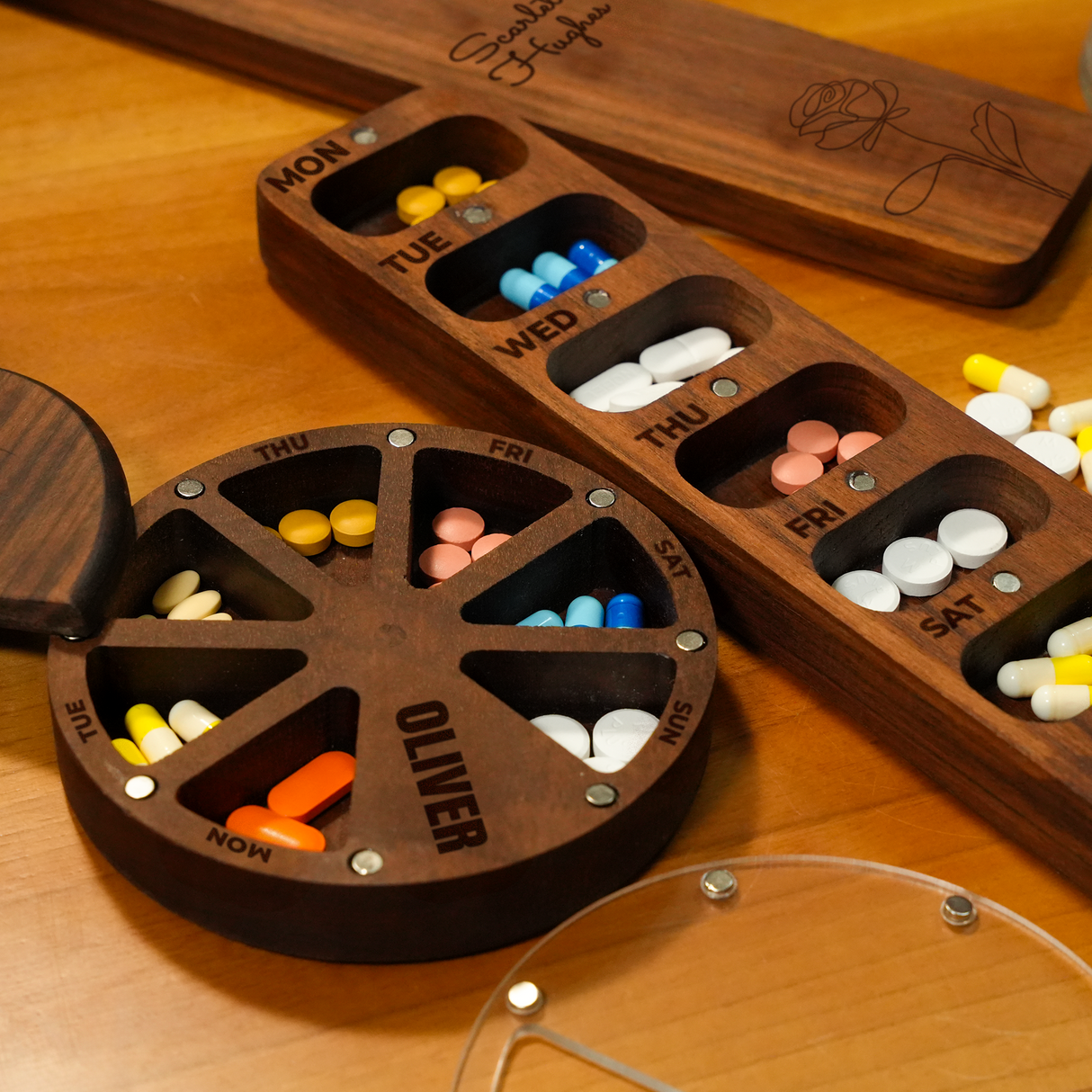 Custom Travel Pill Case with Name: Compact 7 Day Medicine Box for Pocket or Luggage
