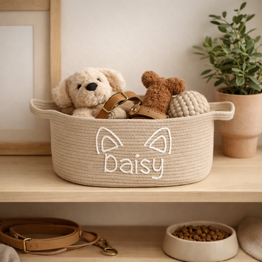 Personalized Toy Basket: Custom Name Pet Gift Storage Basket