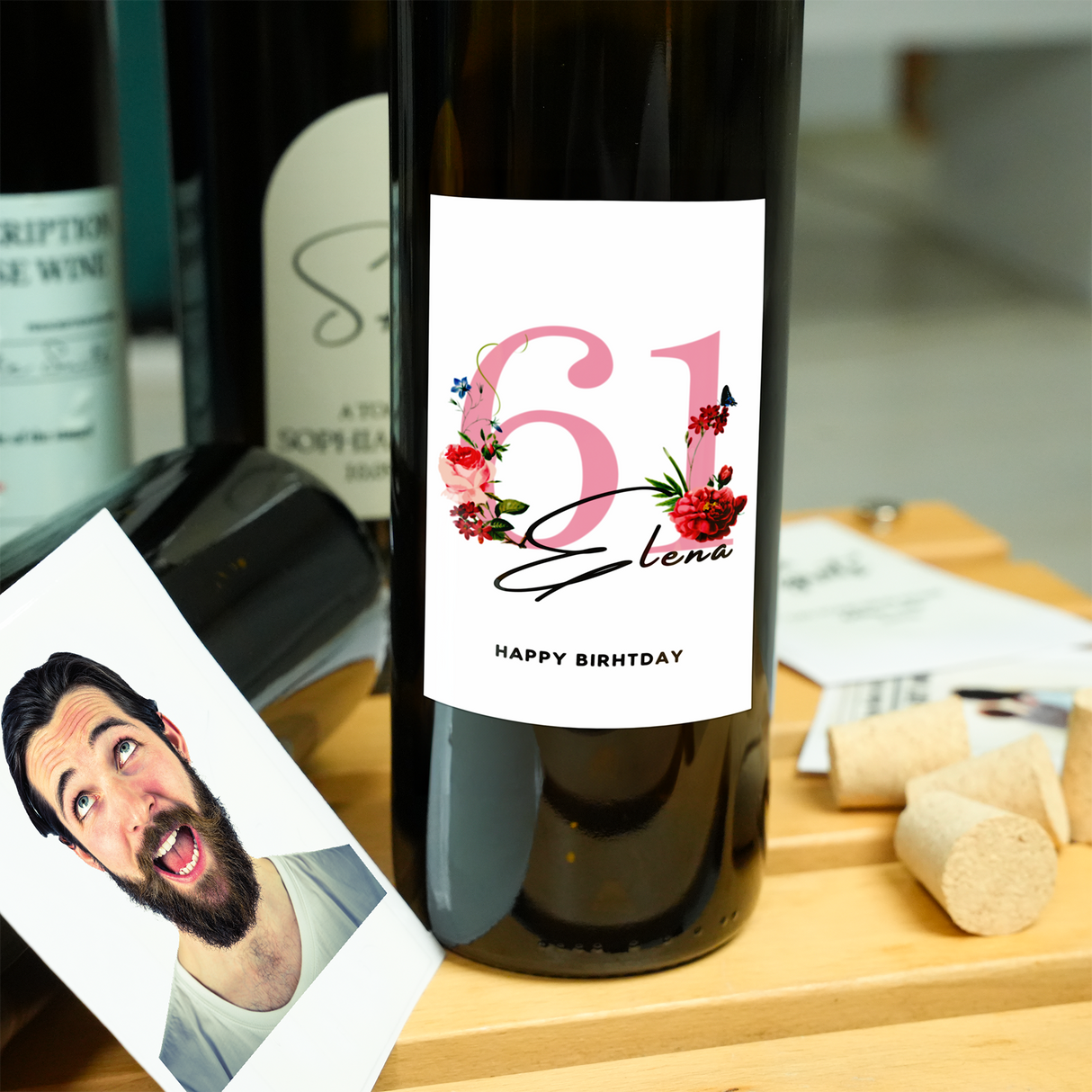 Personalized Birthday Wine Label: Custom Milestone Bottle Sticker Gift for Mom