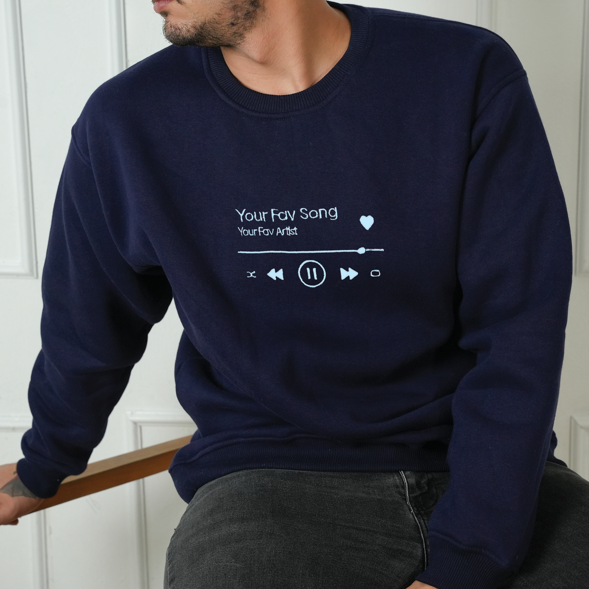 Custom Song Name Music Lover Sweatshirt: Embroidered Zip Up Jacket with Initials, Couple Christmas Outfit