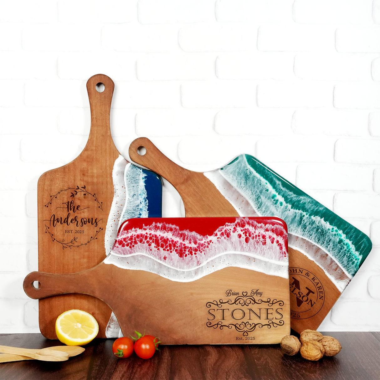 Personalized Couple Gift Resin Ocean Walnut Cutting Board, Wedding Gift, Christmas, Engagement Gift, Anniversary Gift, Charcuterie Board