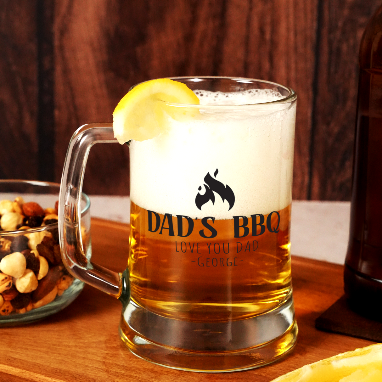 Personalized Beer Glass Gift for Him, Custom Beer Mug with Handle, Groomsmen Gift, Dad Bbq Gift, Anniversary Gift, Bar Drinkware Gifts
