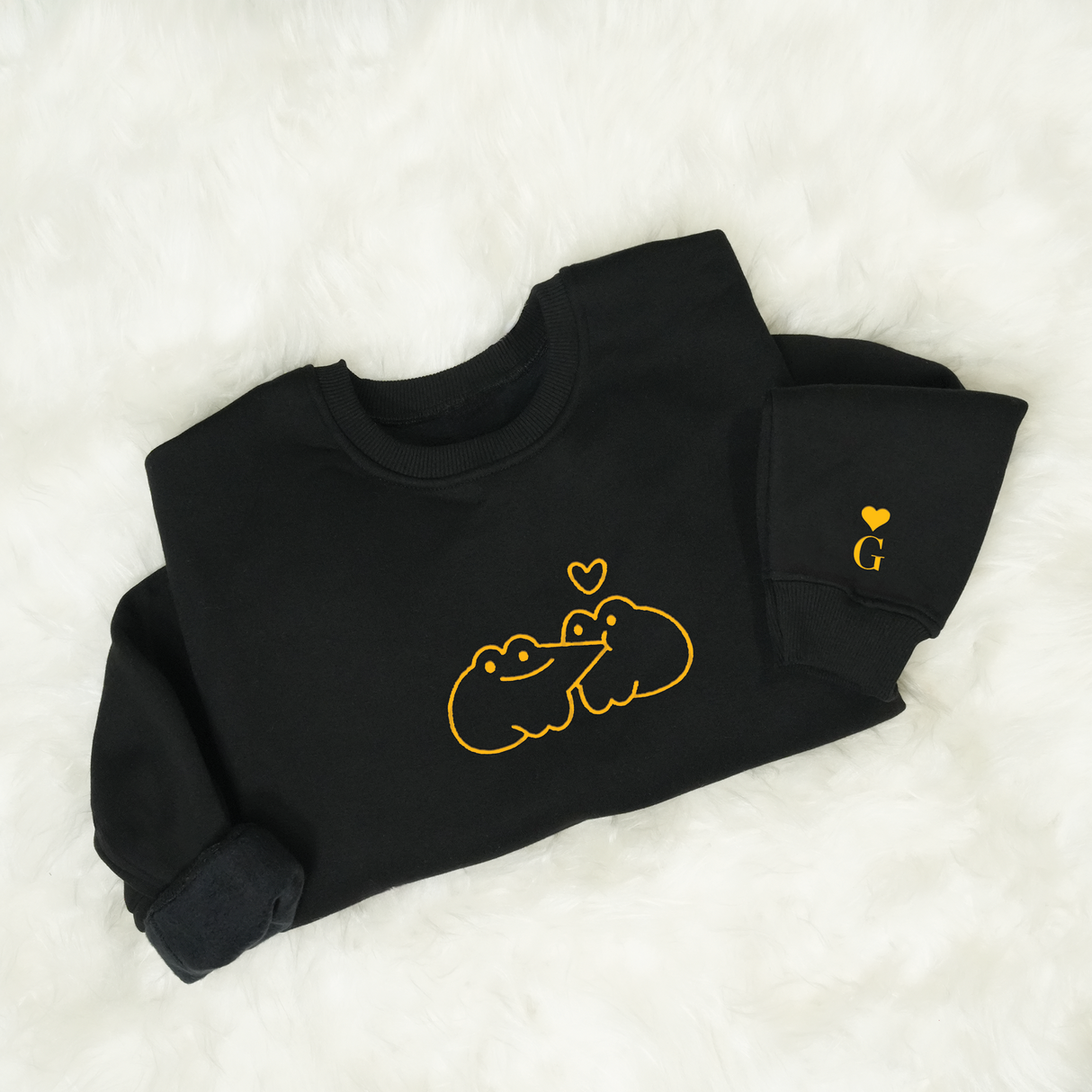 Matching Frog Couple Sweatshirt: Custom Embroidered Crewneck with Initials, Cute Anniversary Gift