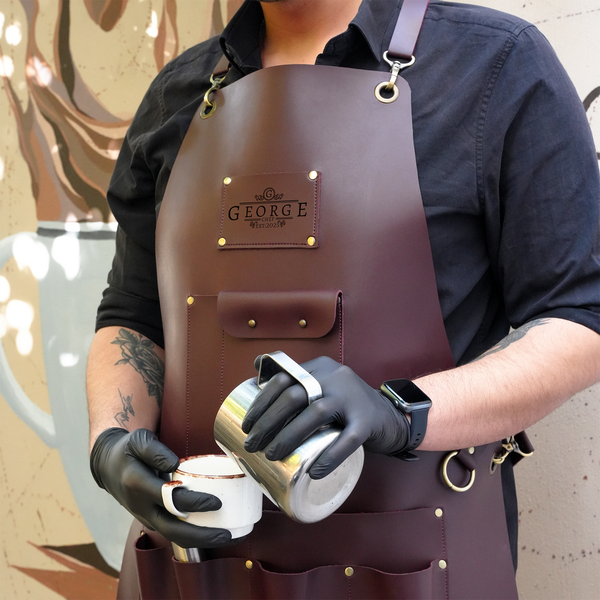 Customizable Leather Chef Apron, Personalized Cooking Apron, Custom Apron with Pocket, Baking Apron, Barbeque Apron, Bar Apron, Gift for Her