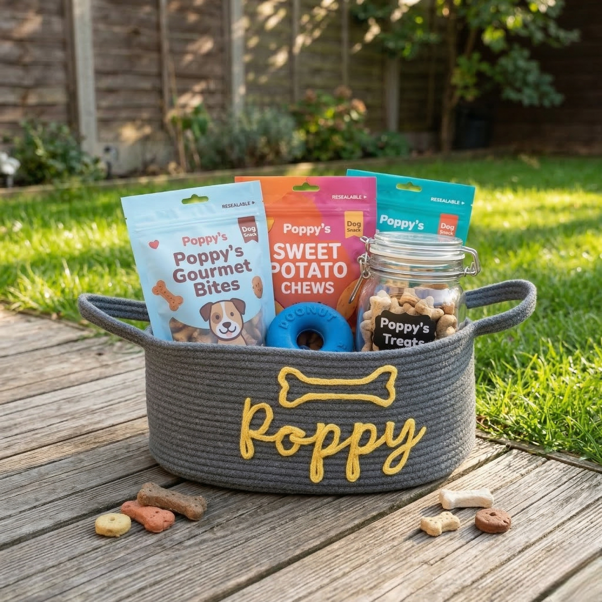 Custom Dog Name Rope Storage Basket: Puppy Toy Organizer, Pet Lover Gifts