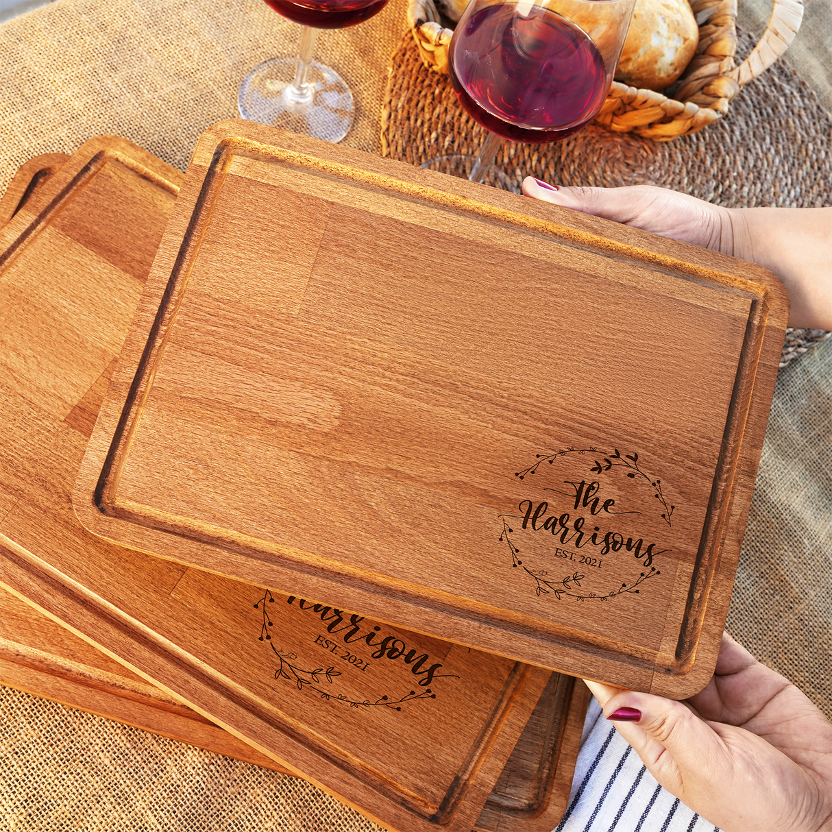 Wooden Personalized Cutting Board, Custom Wedding Monogram Cheese Board, Anniversary Gifts, Kitchen Gift for Couples, Maple Cutting Board