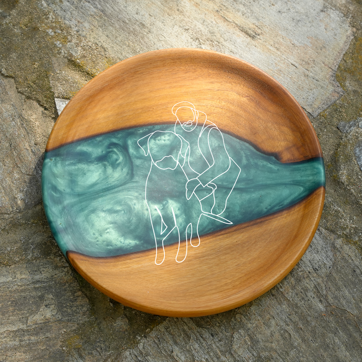 Custom Line Art Portrait Epoxy Resin Keepsake Plate: Decorative Anniversary Gift