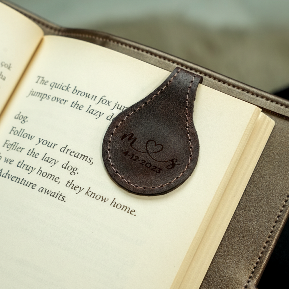 Engraved Leather Magnetic Bookmark: Custom Teachers Gift Book Accessories